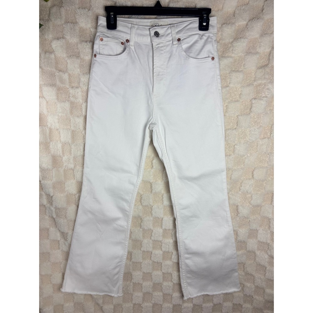 Rails Denim Womens White High Rise Raw Hem Flare Jeans Size 26